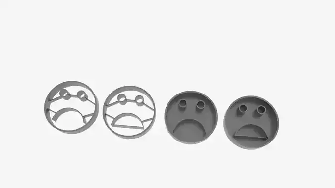 Unhappy Face Cookie Cutter Mold  Low-poly 3D model