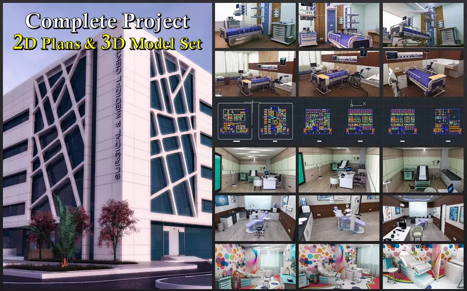Medical Center-Complete Project -2d Plans - 3d Model Set 3D Model Collection_0