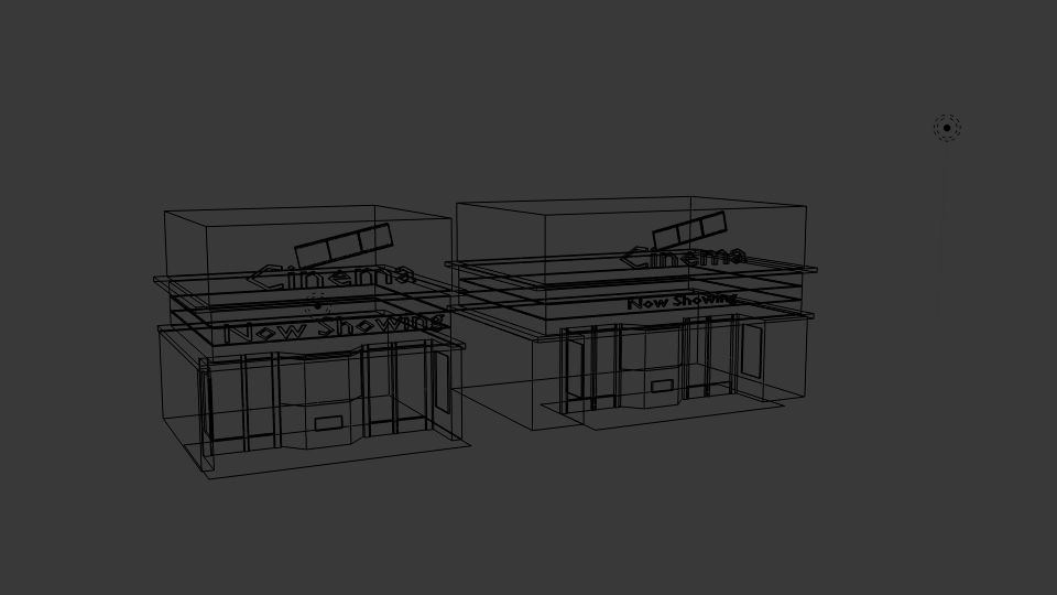 Cinema Building Low-poly 3D model_5