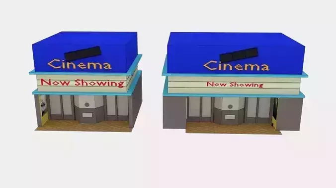 Cinema Building Low-poly 3D model