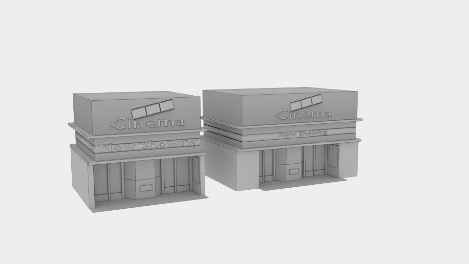 Cinema Building Low-poly 3D model_4
