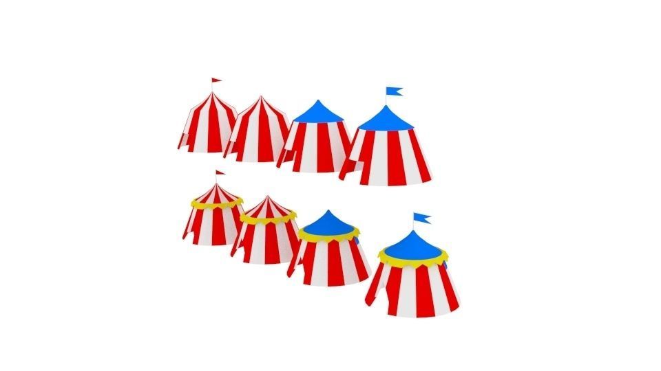  Tent Circus Low-poly 3D model_1