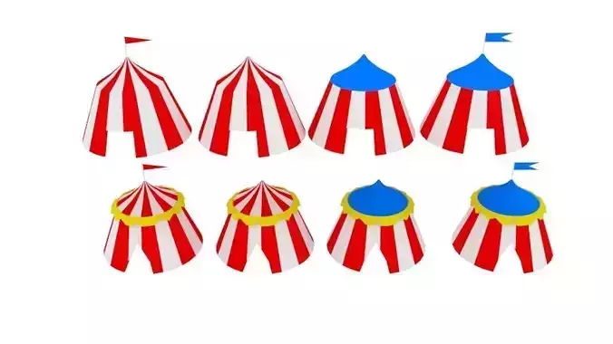  Tent Circus Low-poly 3D model