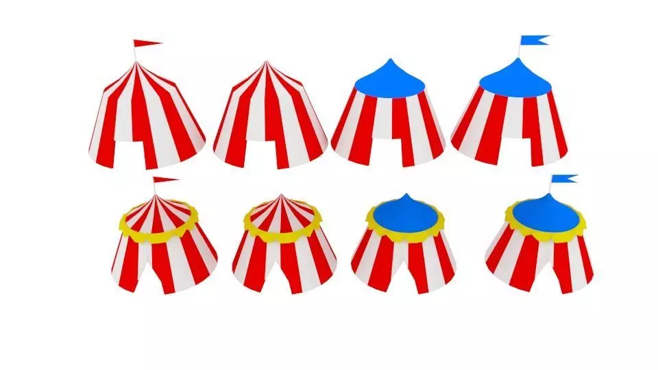  Tent Circus Low-poly 3D model_0