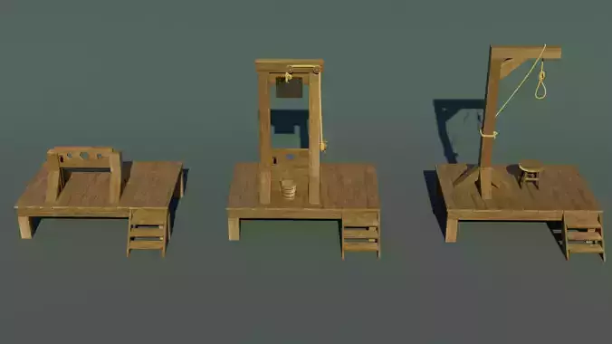 Medieval executions machines Low-poly 3D model