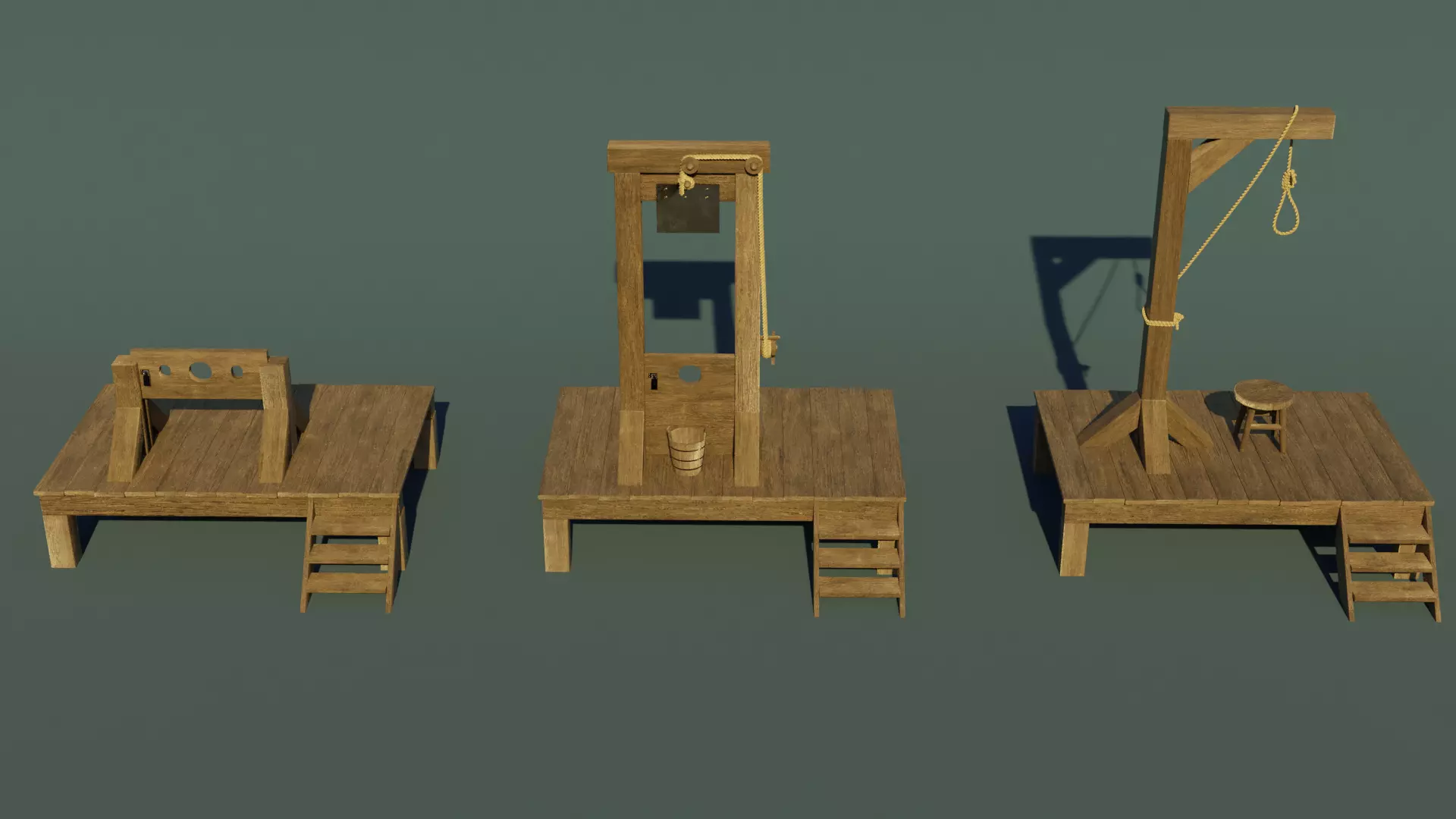 Medieval executions machines Low-poly 3D model_0