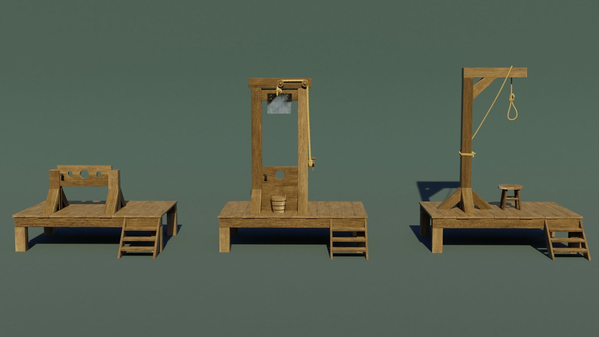 Medieval executions machines Low-poly 3D model_1