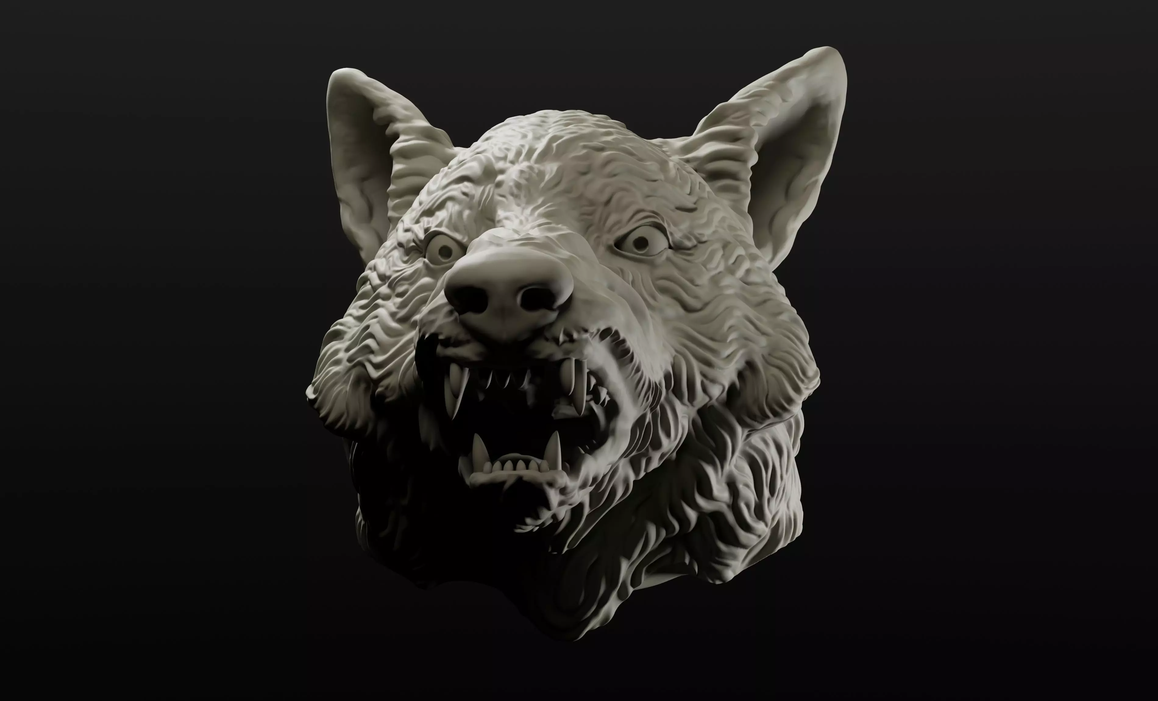Angry wolf wall hanger intended for 3D printing 3D print model