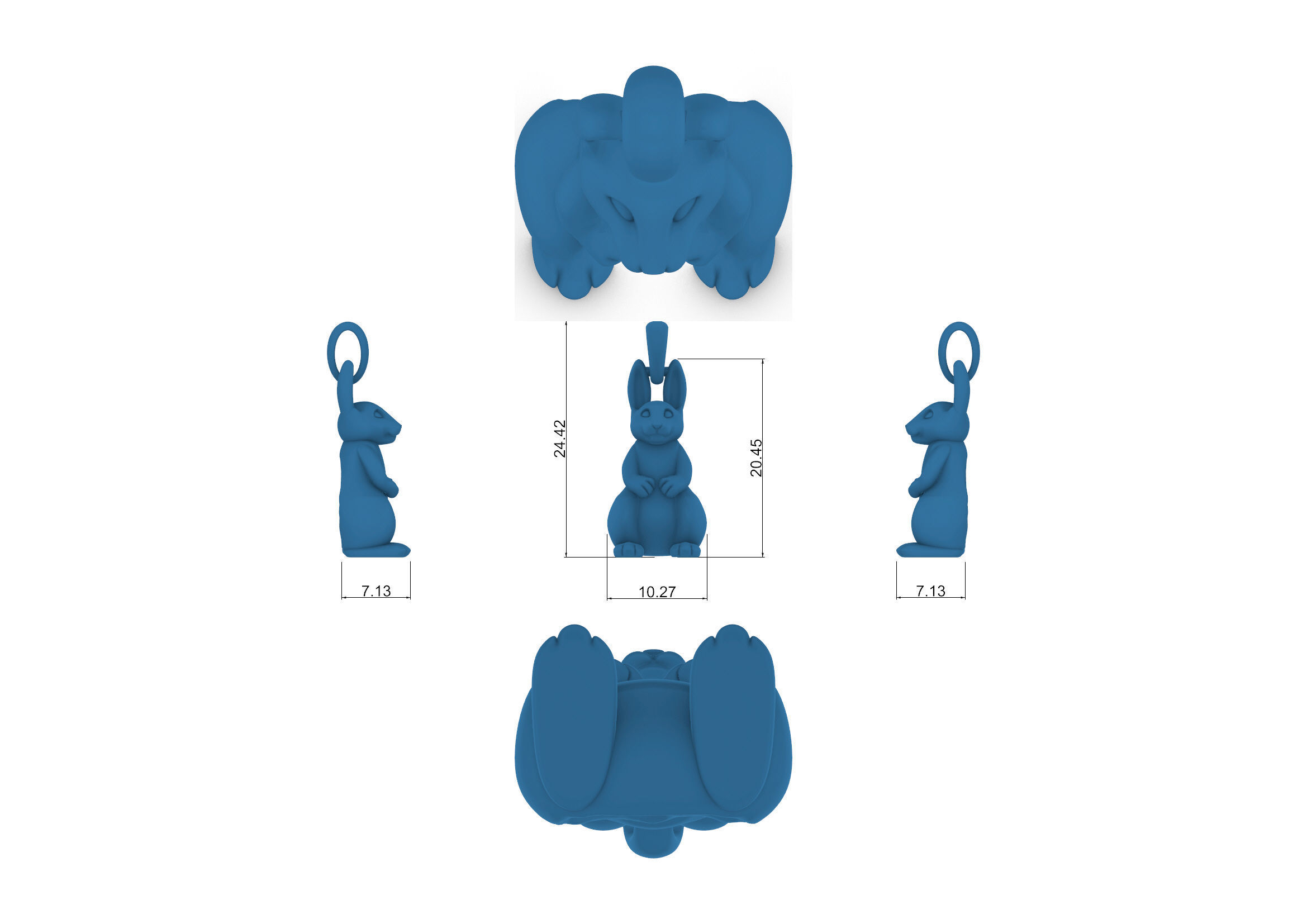 Bunny Pendant 3D print model_8