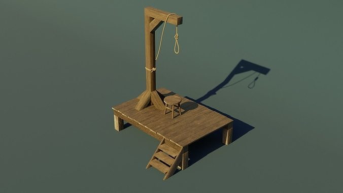 Wooden gallows Low-poly 3D model