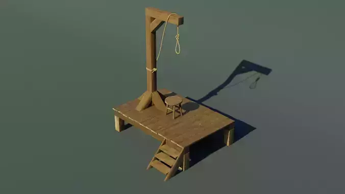 Wooden gallows Low-poly 3D model