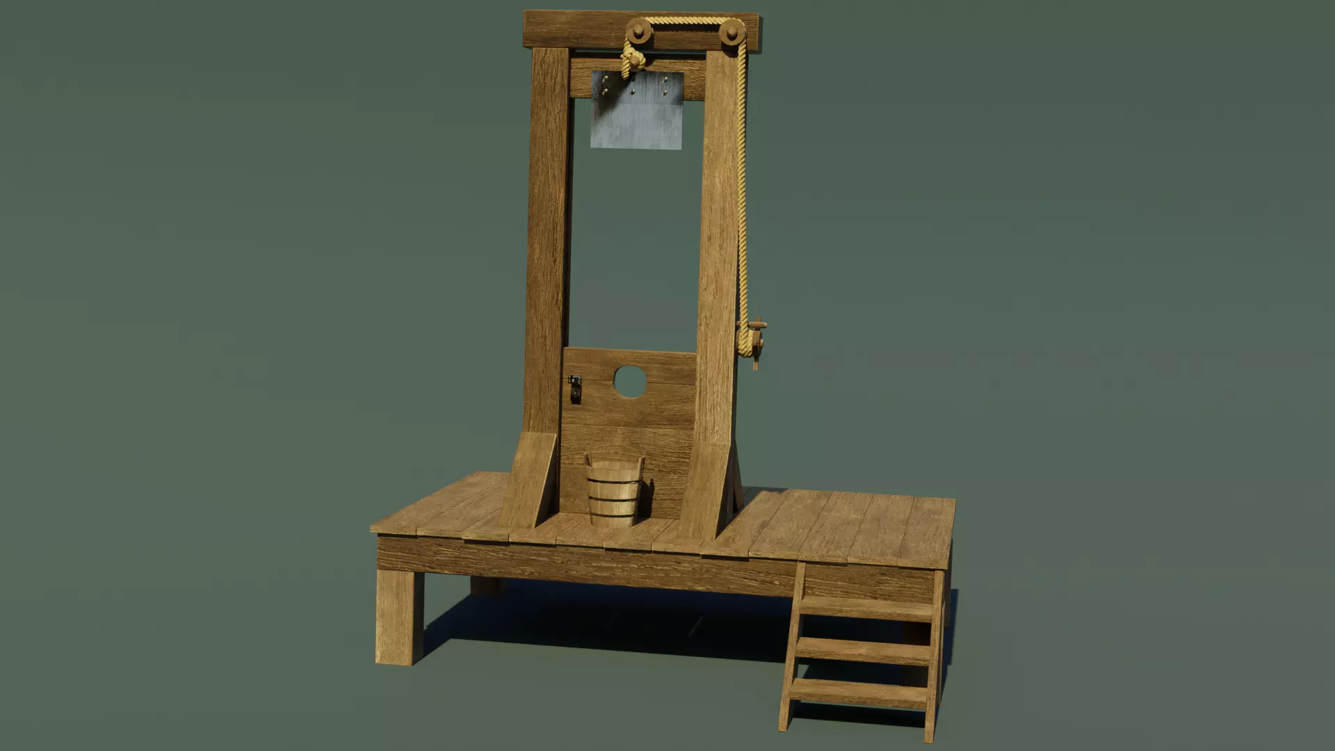 Wooden guillotine Low-poly 3D model