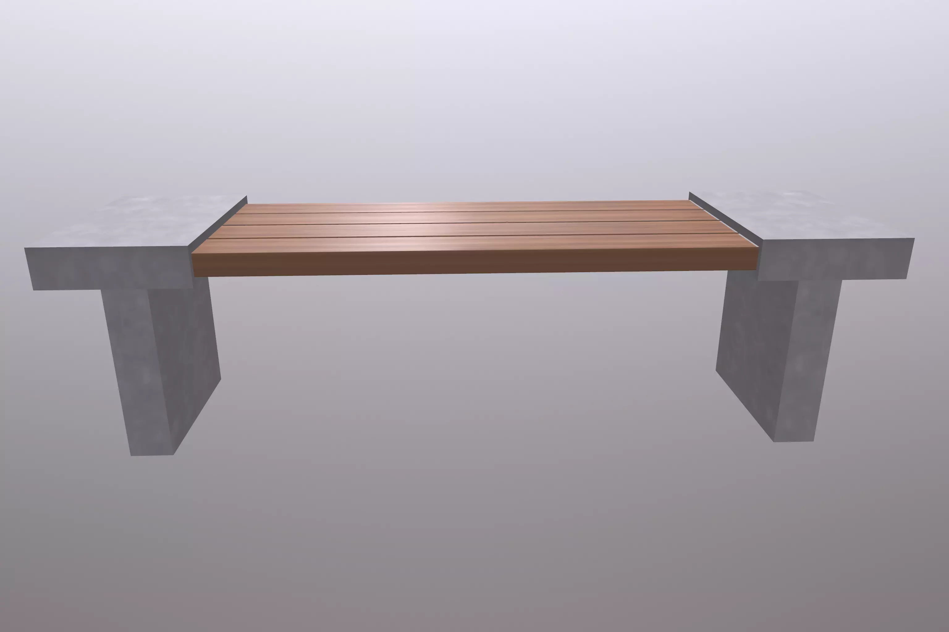 Bench Wood Concrete Low-poly 3D model