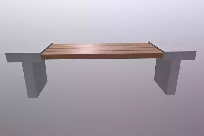 Bench Wood Concrete Low-poly 3D model