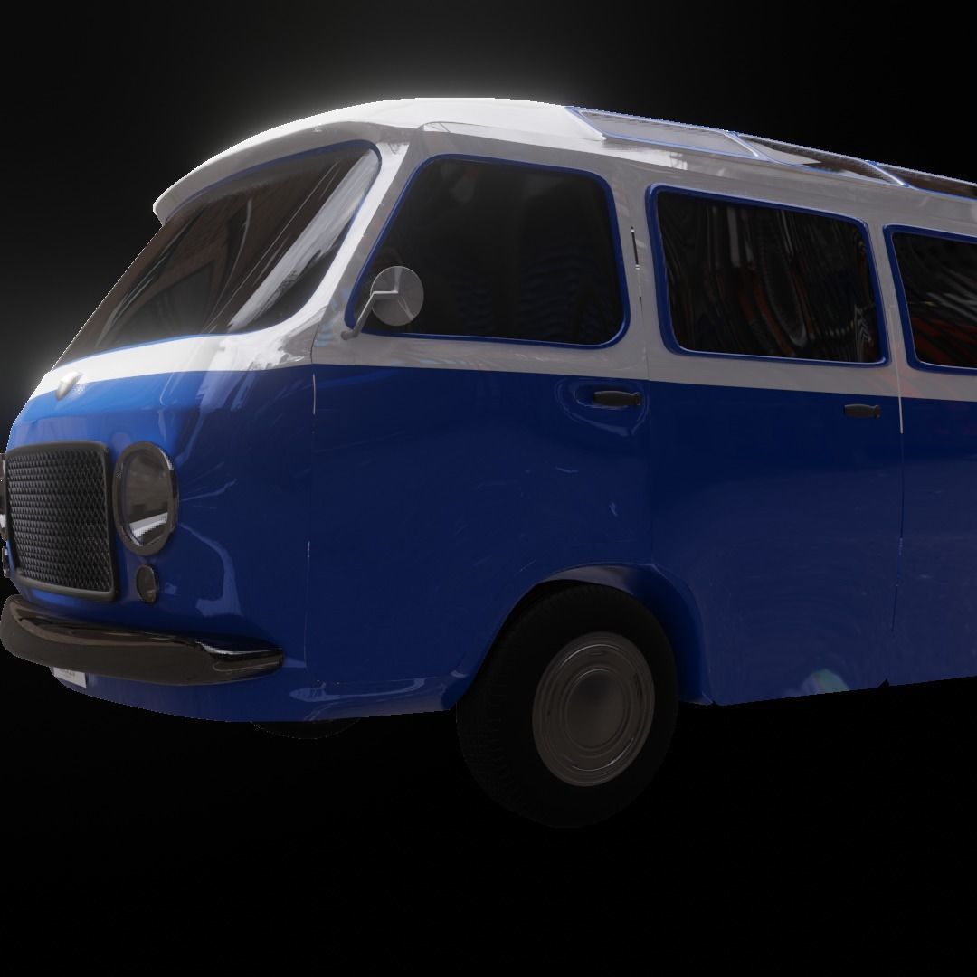 Small Bus  Low-poly 3D model_5
