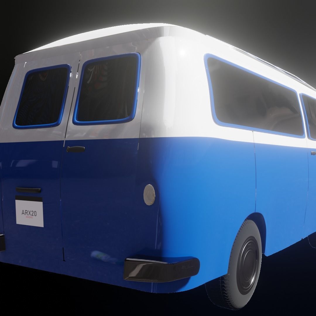 Small Bus  Low-poly 3D model_8