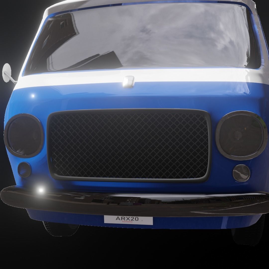 Small Bus  Low-poly 3D model_4