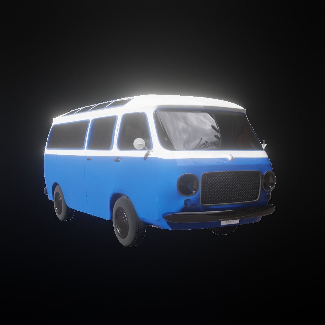 Small Bus  Low-poly 3D model_2