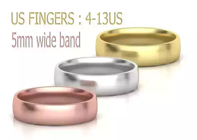 Traditional Court Wedding Band 5mm wide 4-13US sizes  3D print model