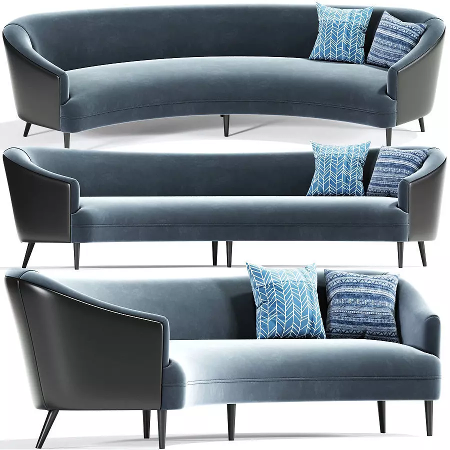 Long Curve Sofa Mid Century 3D model_0