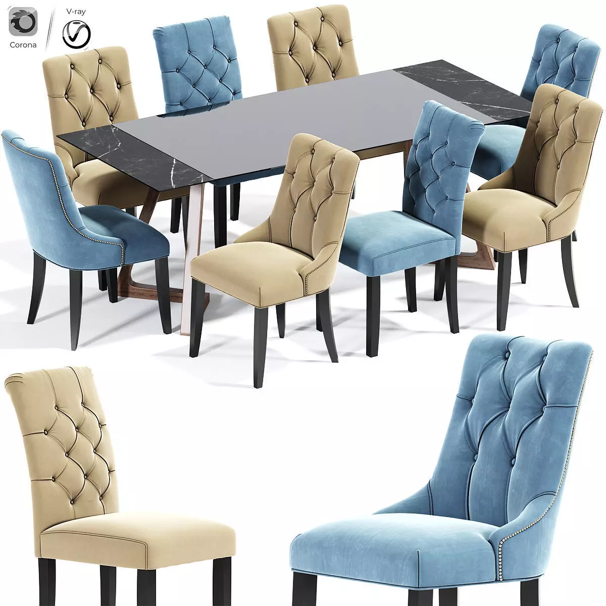 Preston Dining Chair Table 3D model_0