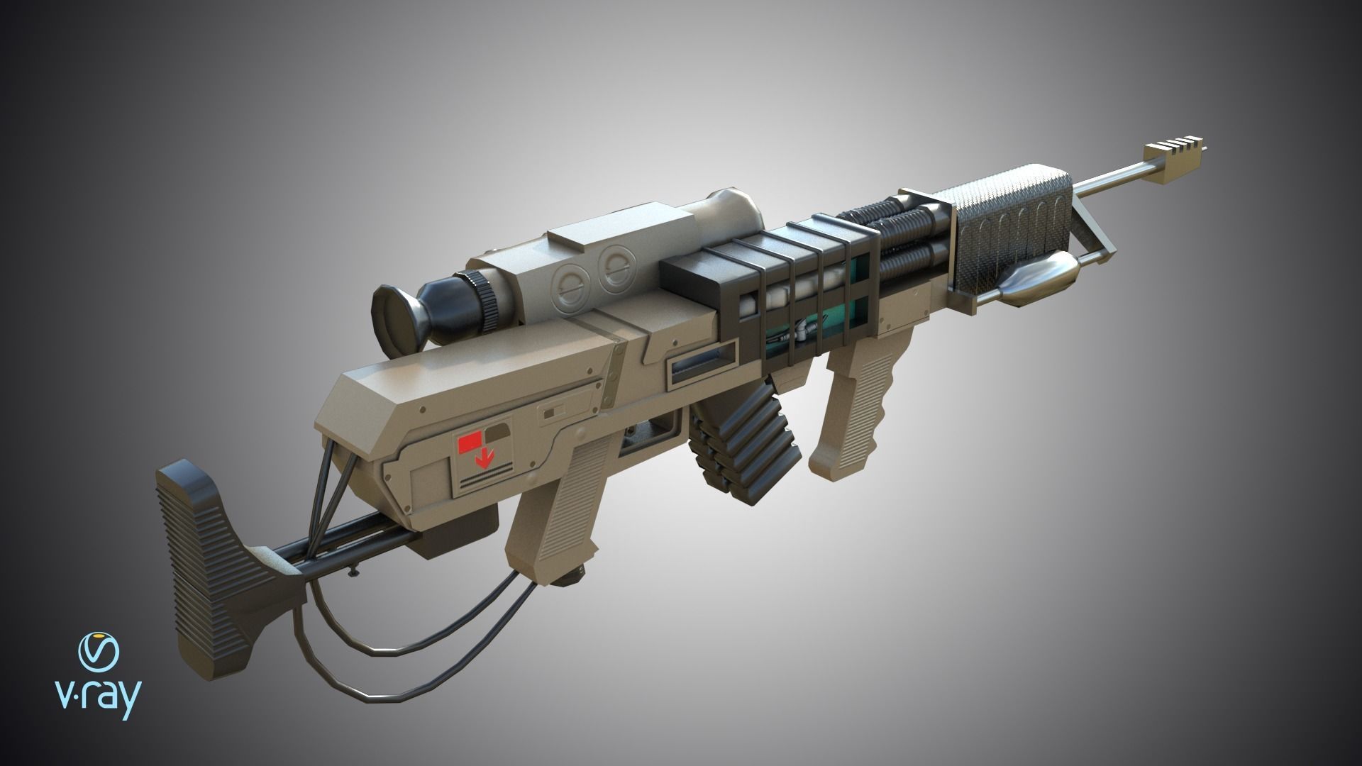 Laser rifle EM-1 Railgun Low-poly 3D model_4