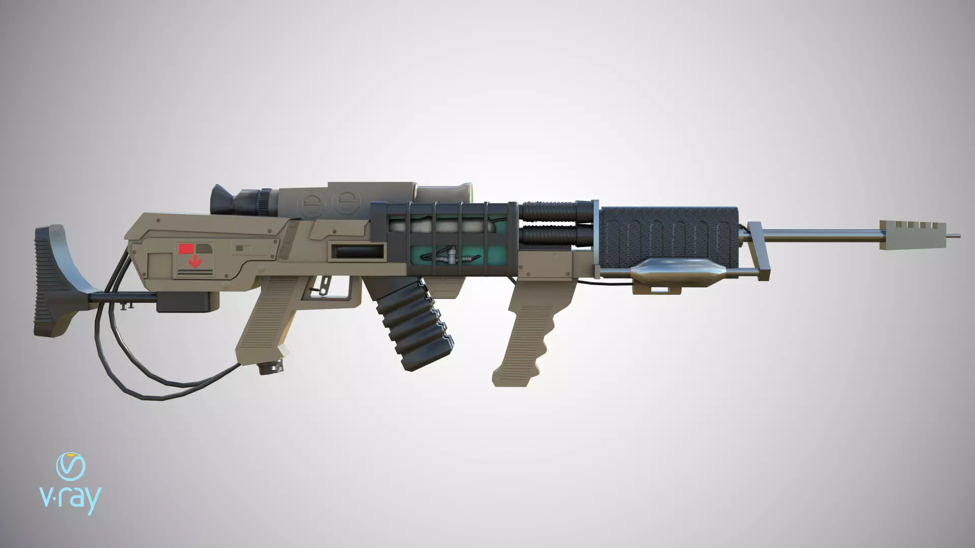 Laser rifle EM-1 Railgun Low-poly 3D model_0