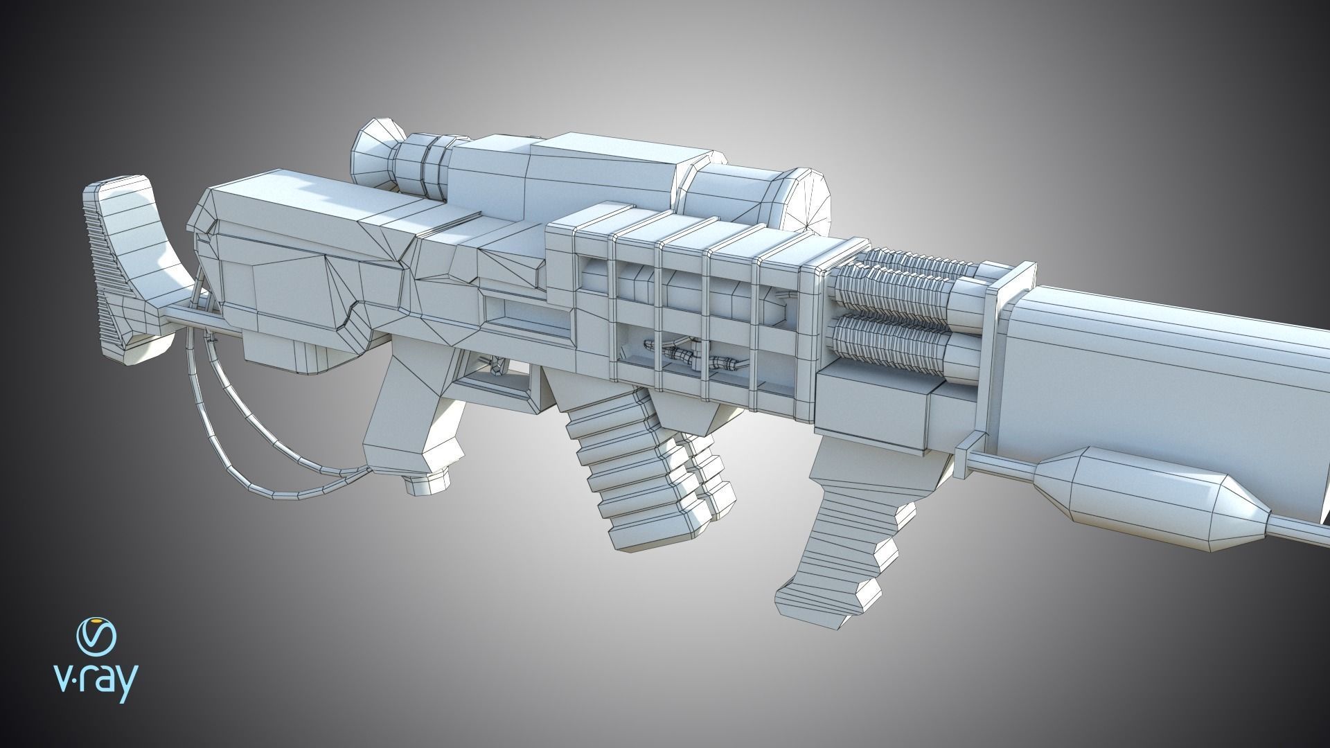 Laser rifle EM-1 Railgun Low-poly 3D model_20