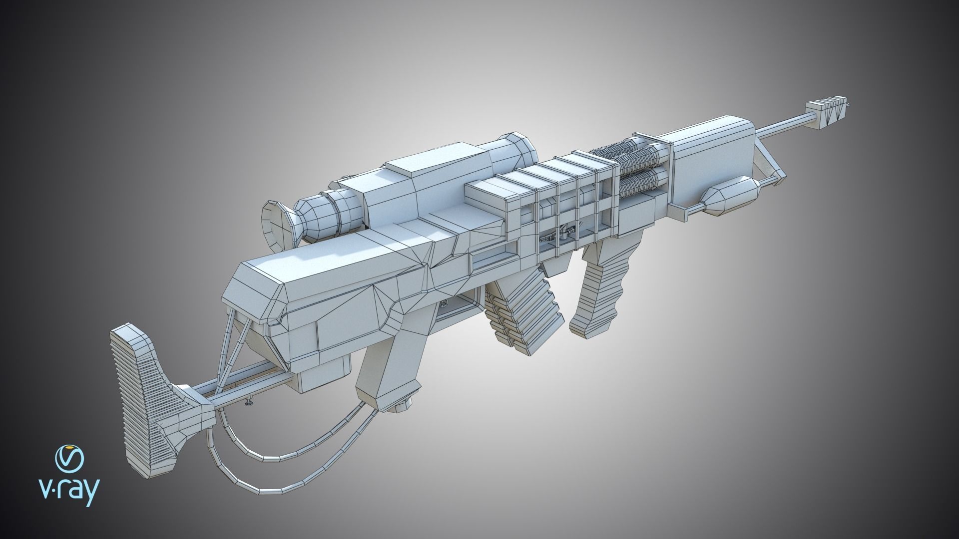 Laser rifle EM-1 Railgun Low-poly 3D model_17