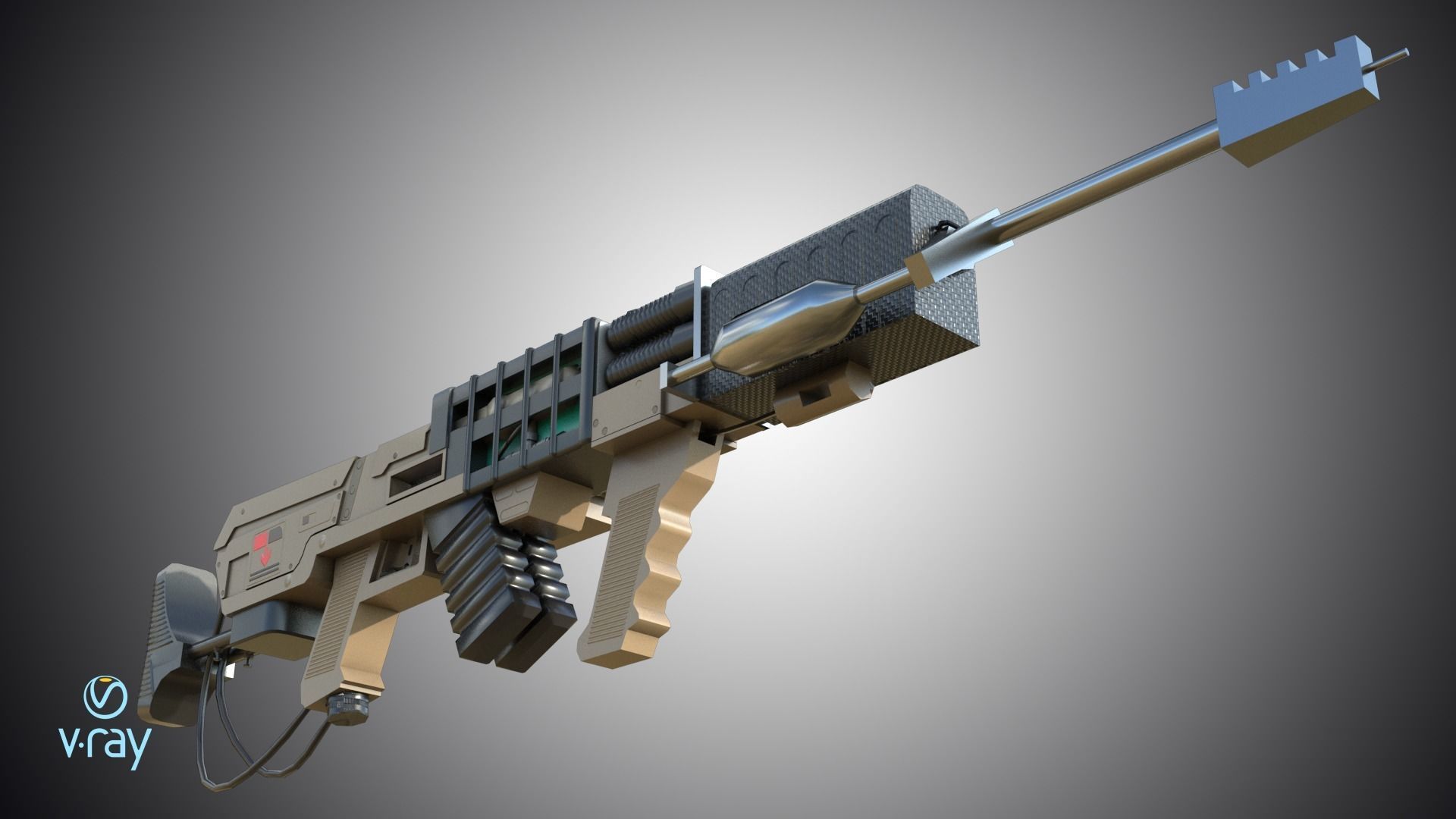 Laser rifle EM-1 Railgun Low-poly 3D model_6