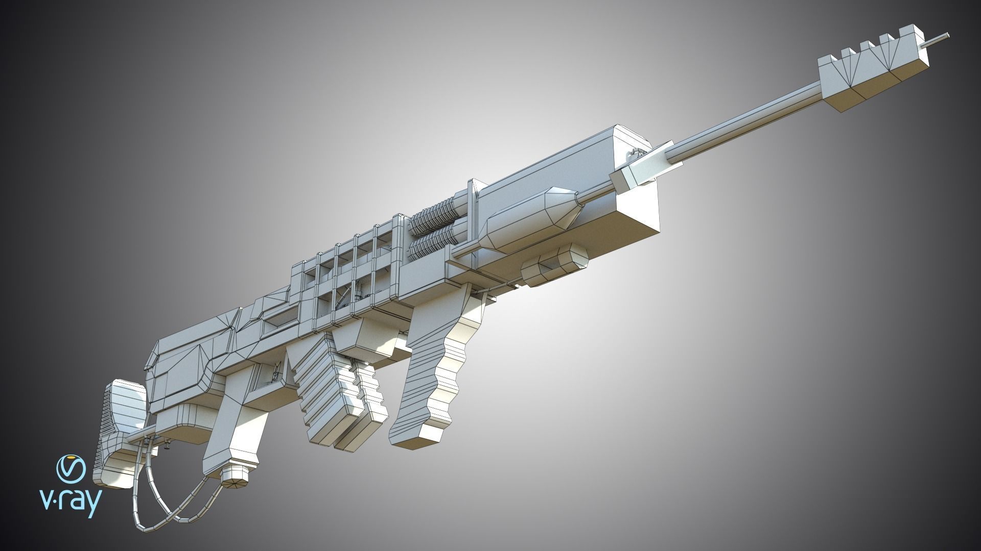 Laser rifle EM-1 Railgun Low-poly 3D model_19