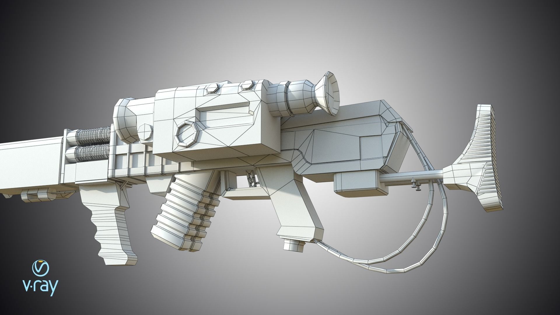 Laser rifle EM-1 Railgun Low-poly 3D model_21