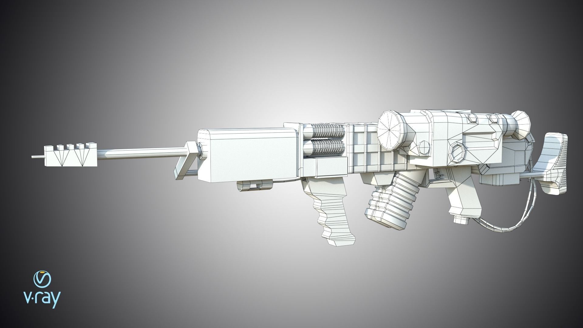 Laser rifle EM-1 Railgun Low-poly 3D model_14