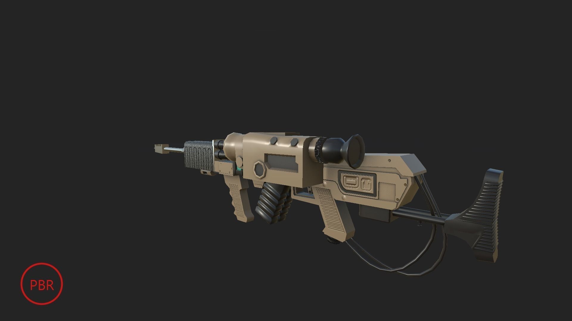 Laser rifle EM-1 Railgun Low-poly 3D model_10