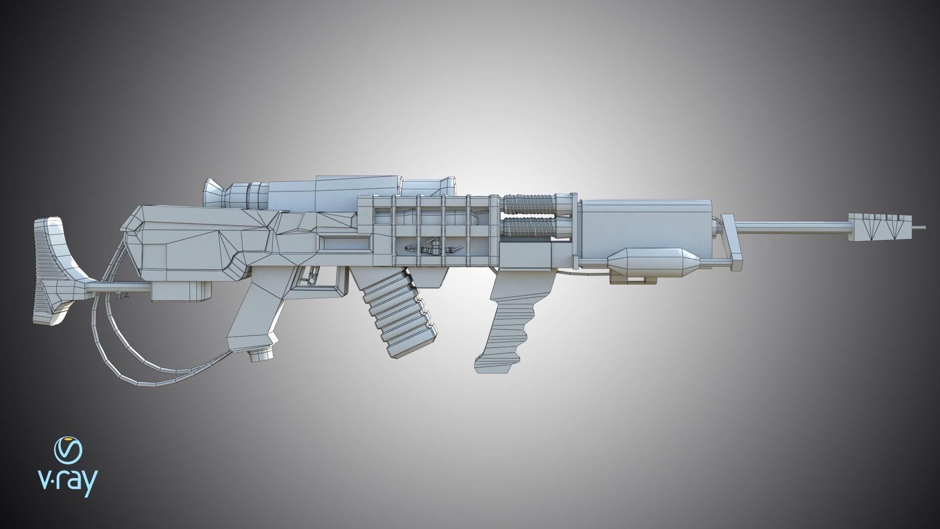 Laser rifle EM-1 Railgun Low-poly 3D model_18