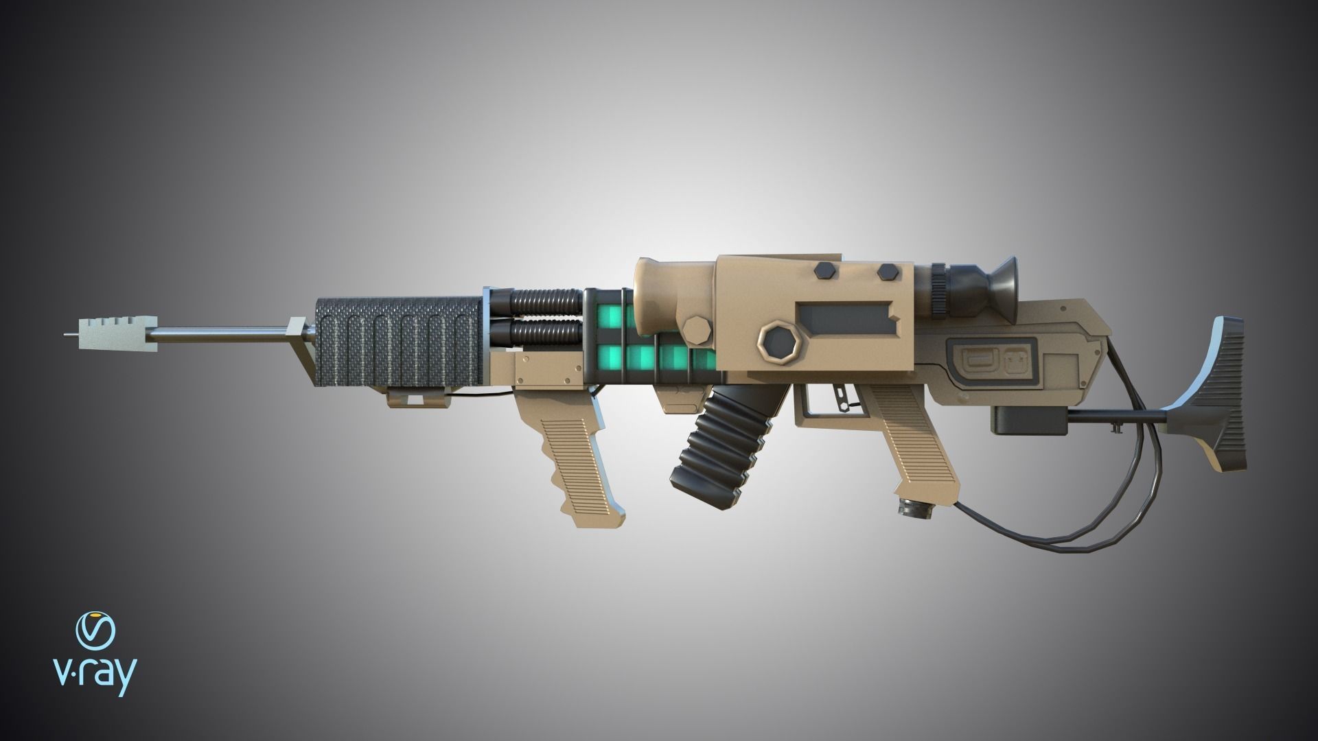 Laser rifle EM-1 Railgun Low-poly 3D model_2