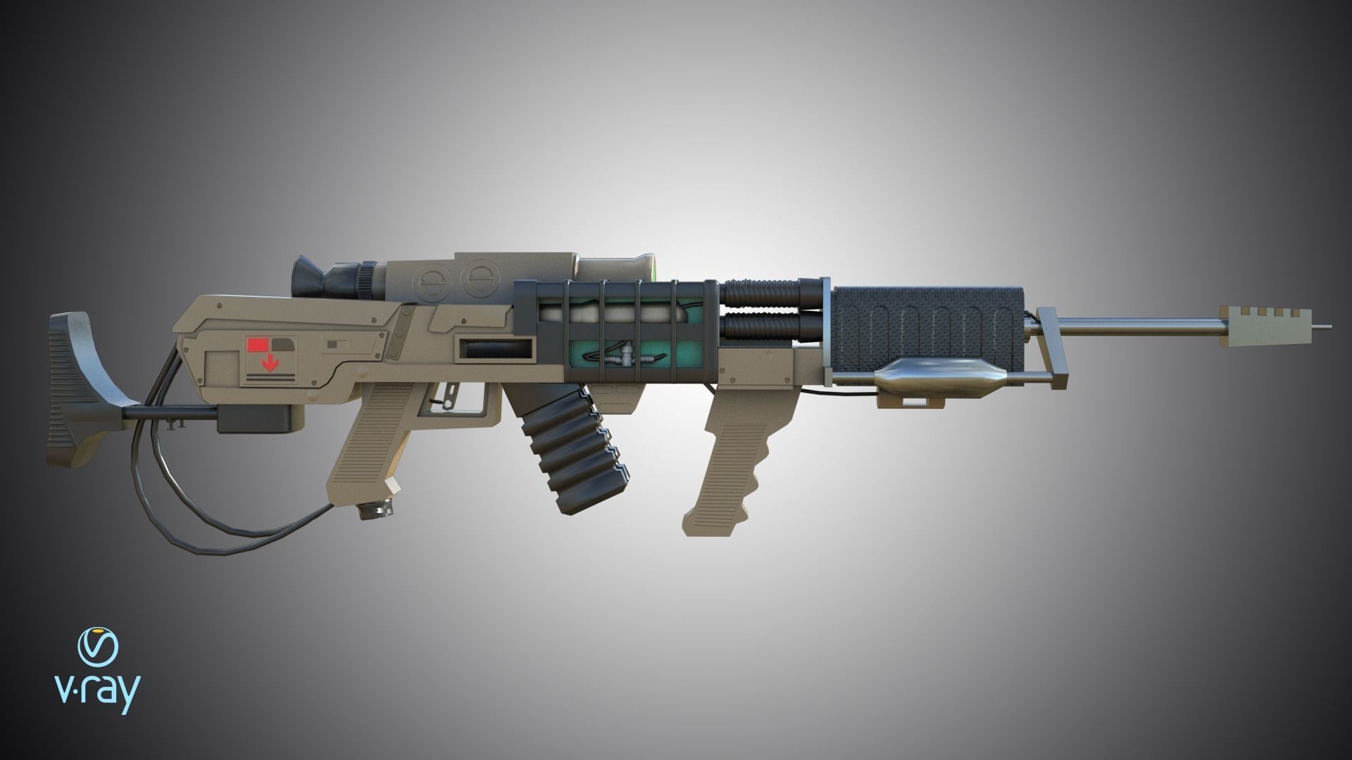 Laser rifle EM-1 Railgun Low-poly 3D model_5