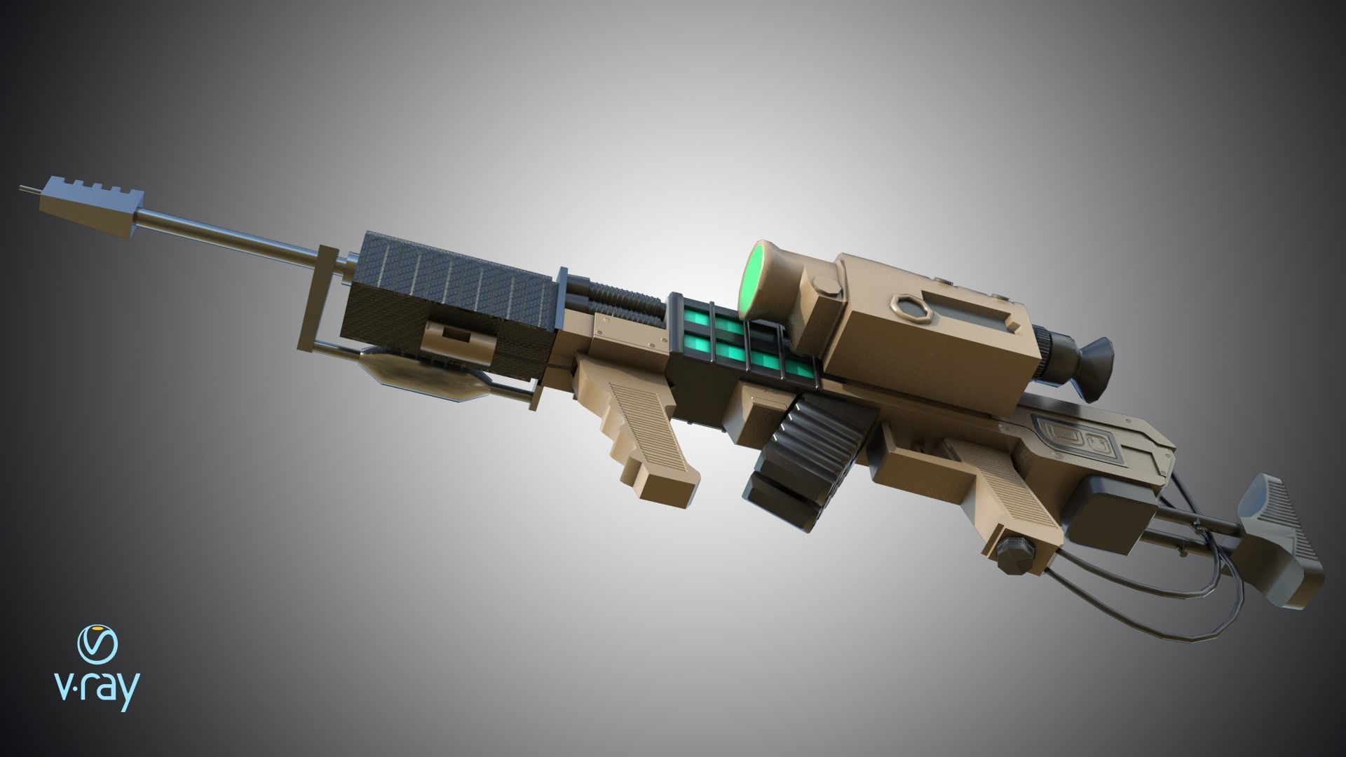 Laser rifle EM-1 Railgun Low-poly 3D model_3