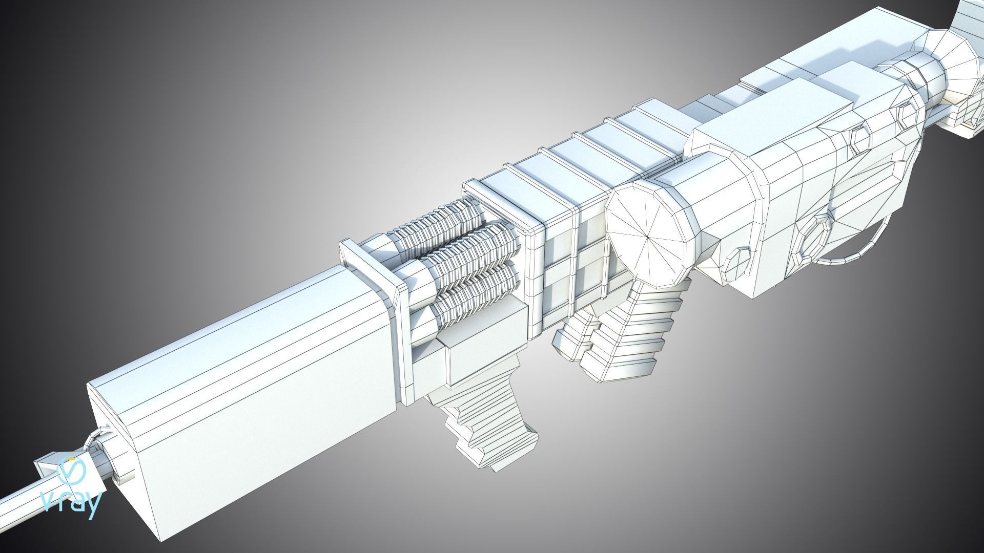 Laser rifle EM-1 Railgun Low-poly 3D model_22