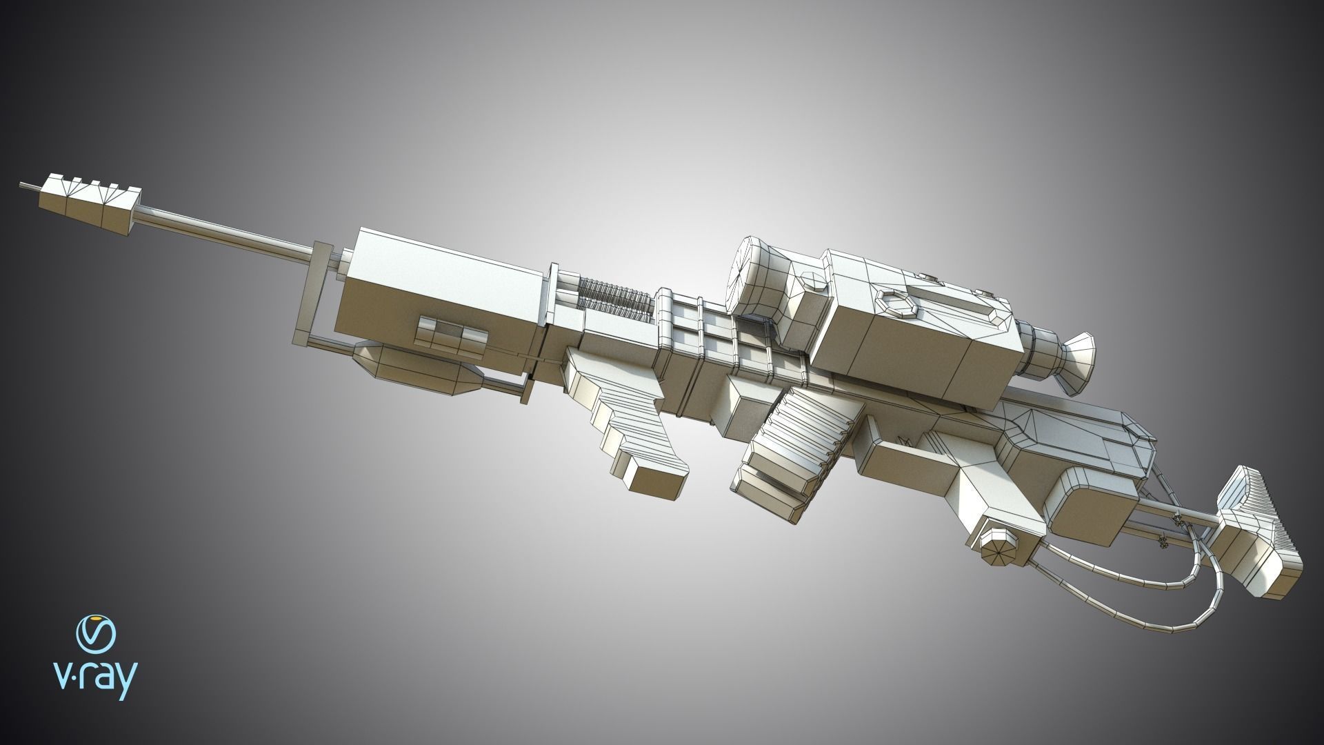 Laser rifle EM-1 Railgun Low-poly 3D model_16