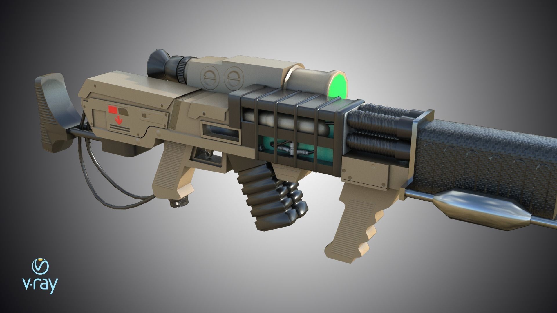 Laser rifle EM-1 Railgun Low-poly 3D model_7
