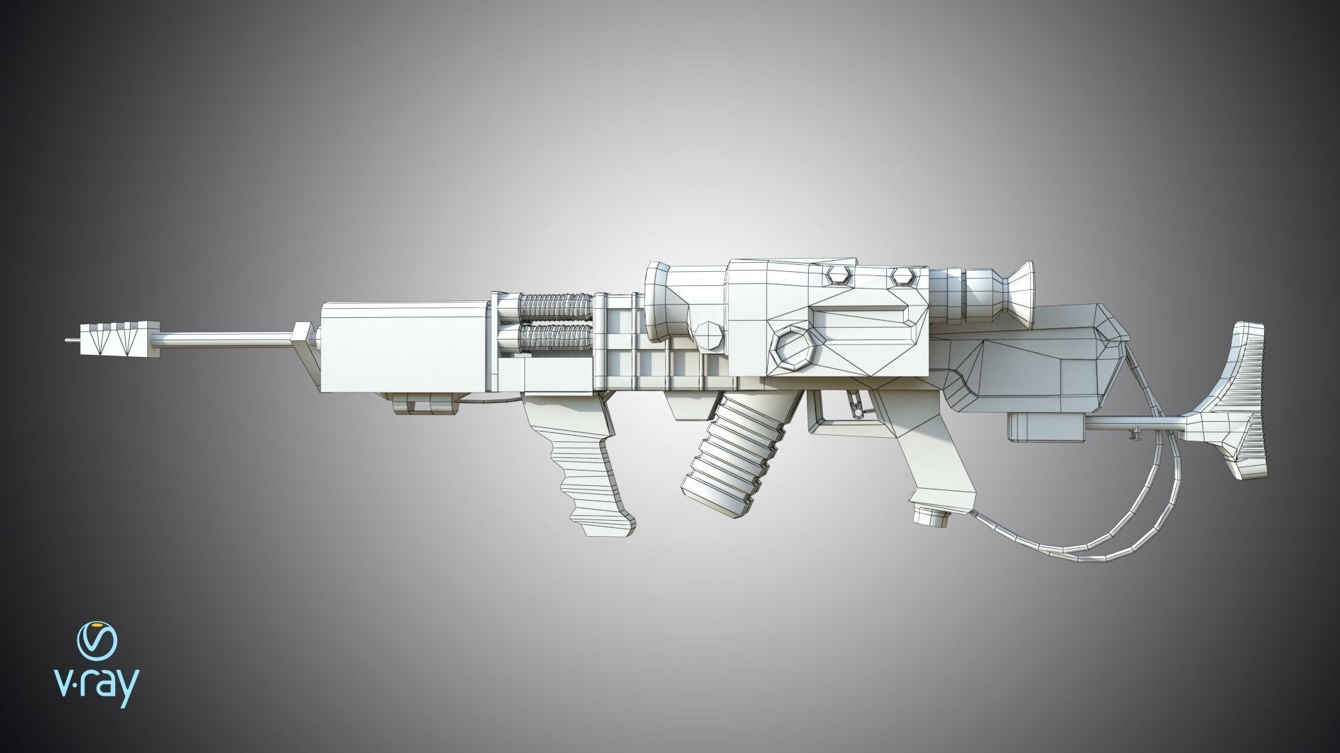 Laser rifle EM-1 Railgun Low-poly 3D model_15