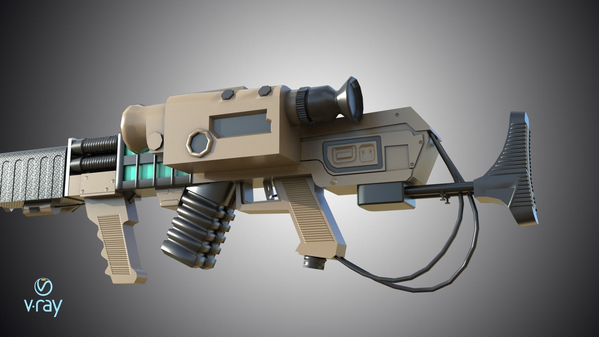 Laser rifle EM-1 Railgun Low-poly 3D model_8