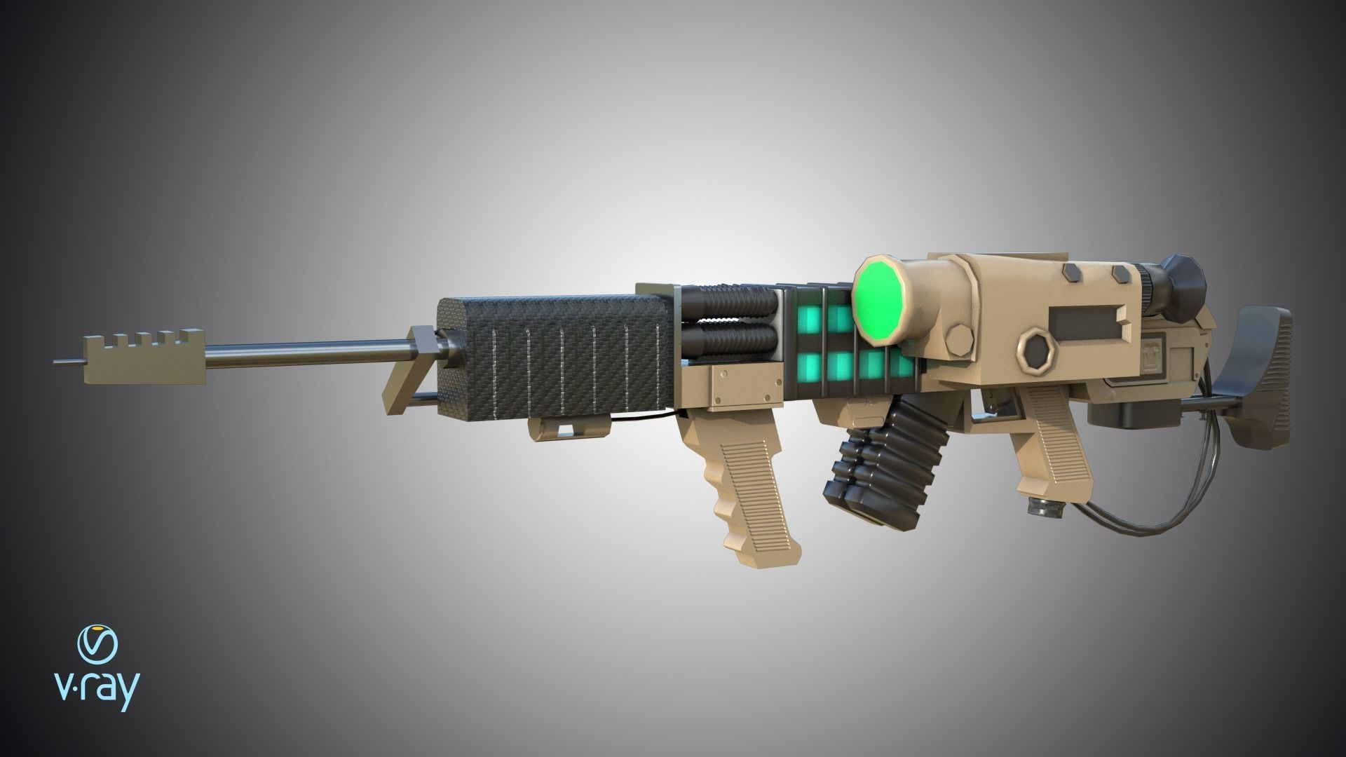 Laser rifle EM-1 Railgun Low-poly 3D model_1