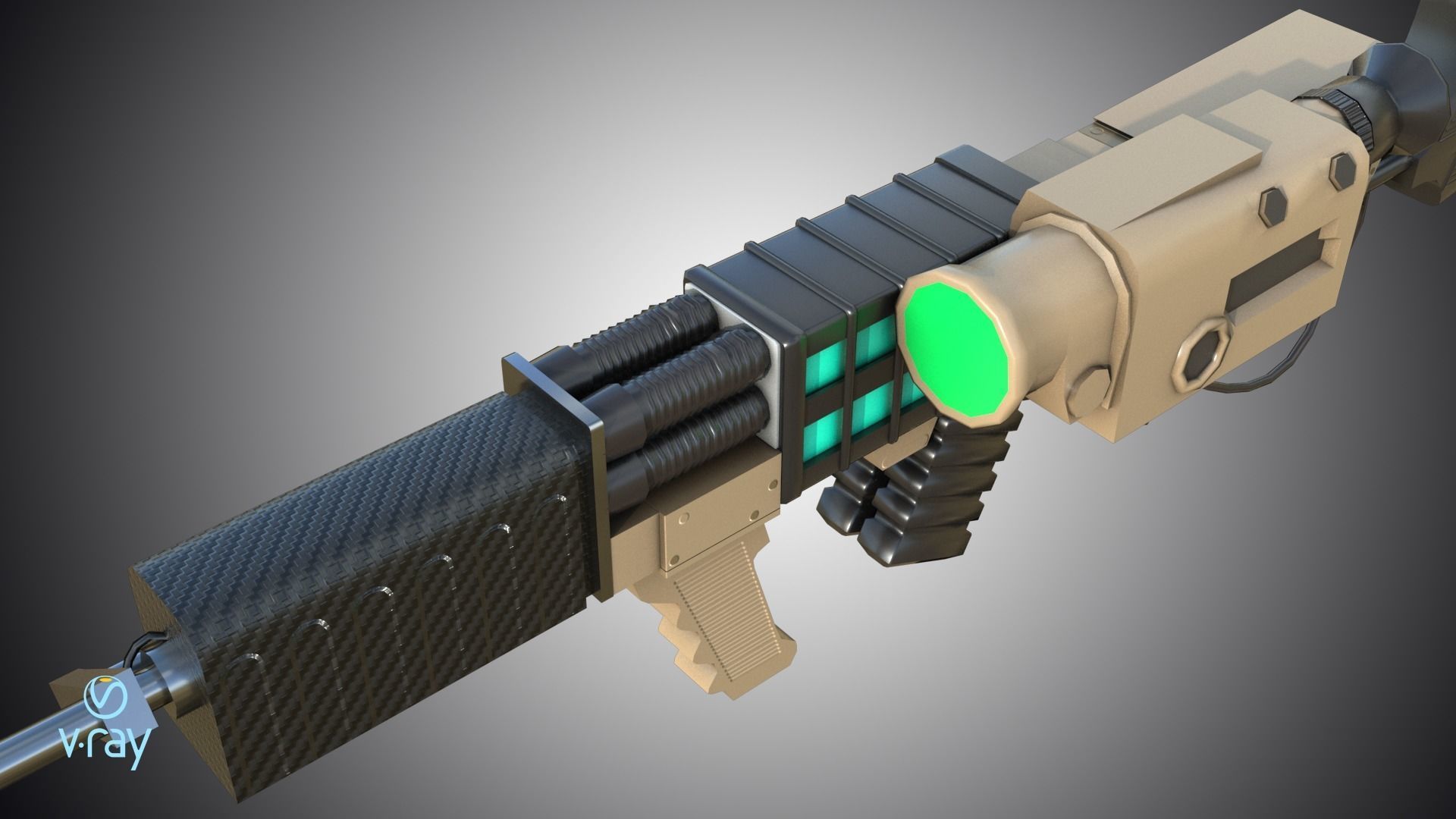Laser rifle EM-1 Railgun Low-poly 3D model_9