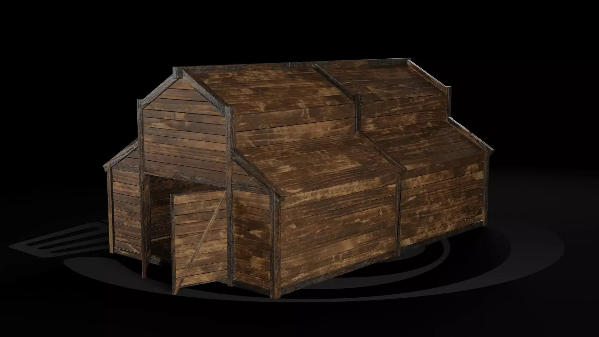 AAA Wooden Enterable Medieval Primal Warehouse 02 R Low-poly 3D model_0