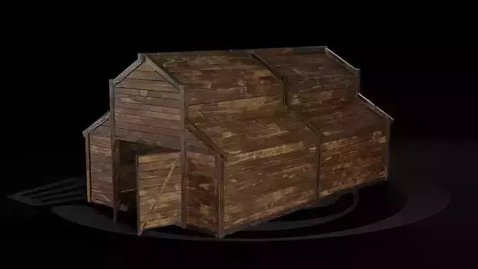 AAA Wooden Enterable Medieval Primal Warehouse 02 R Low-poly 3D model