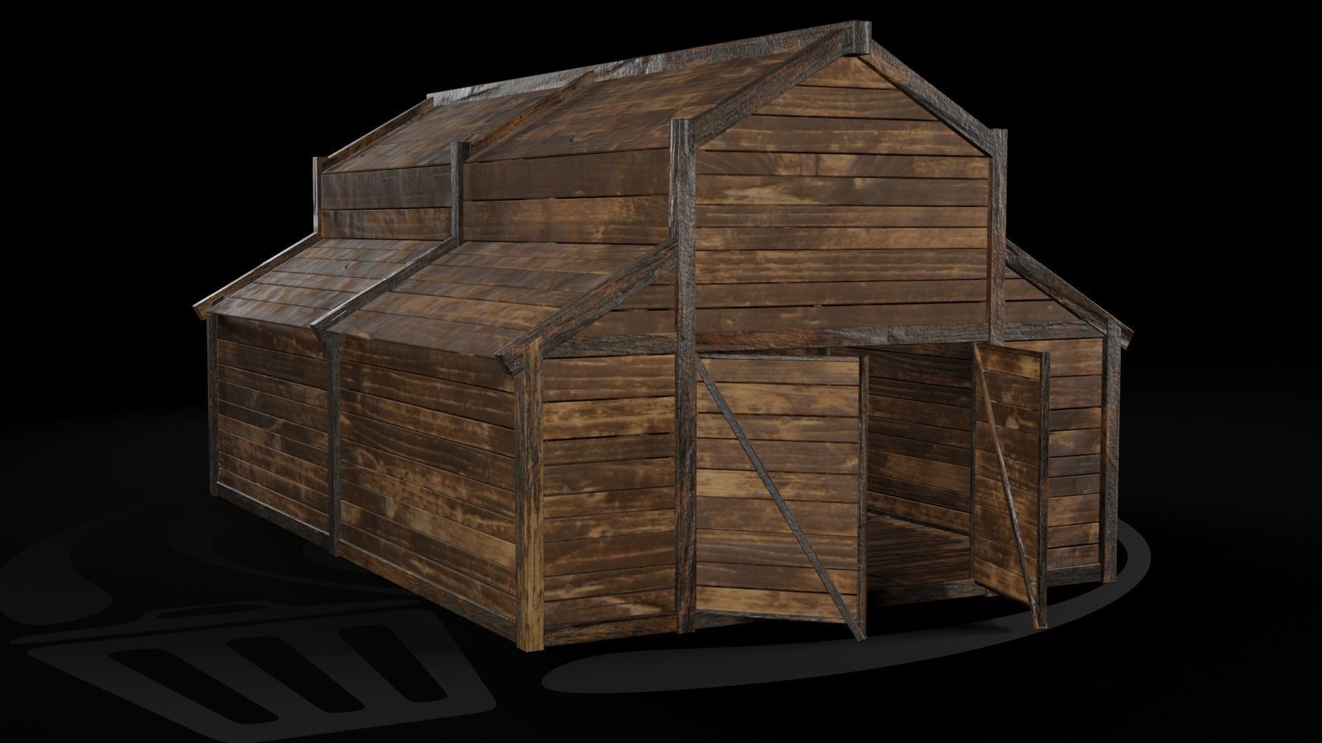 AAA Wooden Enterable Medieval Primal Warehouse 02 R Low-poly 3D model_7