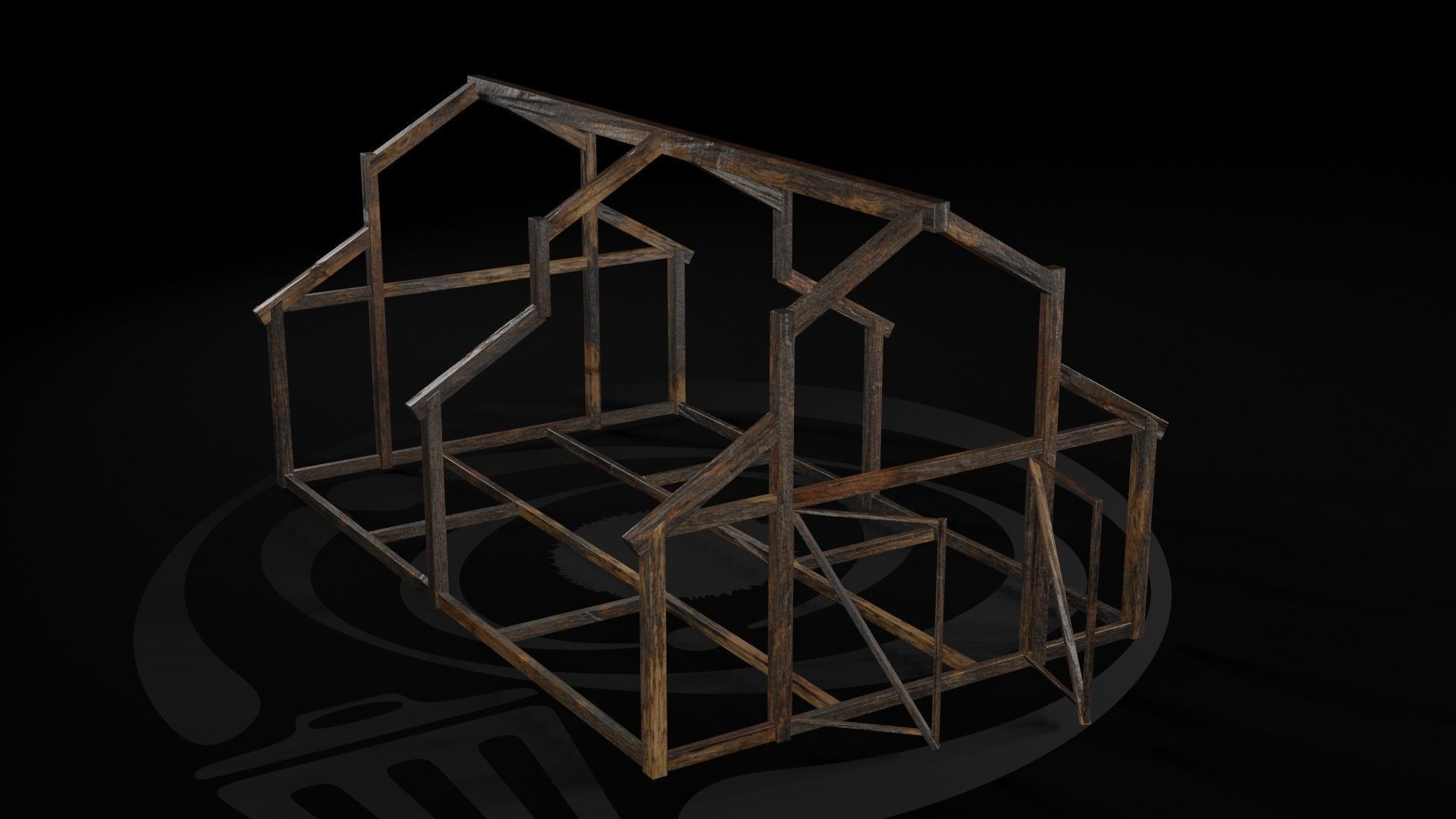 AAA Wooden Enterable Medieval Primal Warehouse 02 R Low-poly 3D model_4