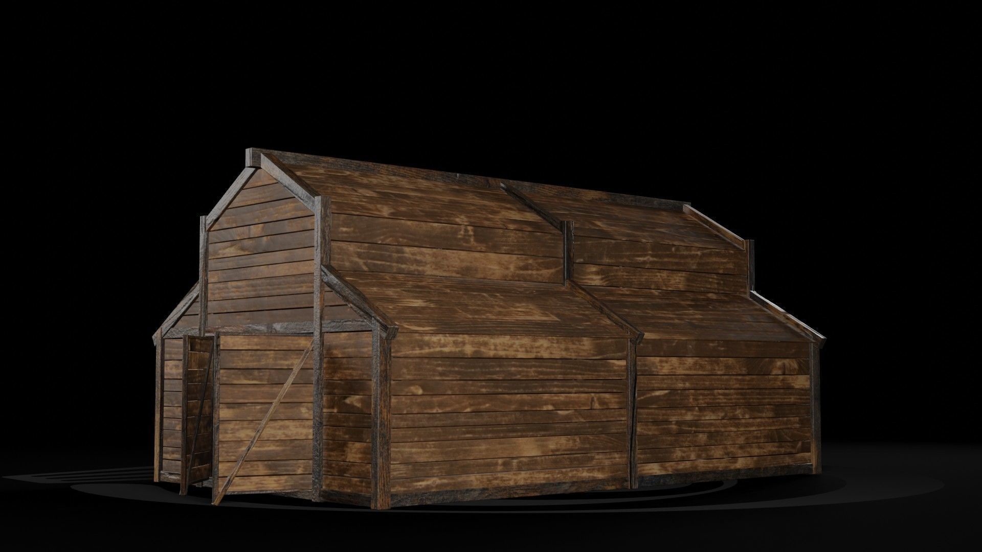 AAA Wooden Enterable Medieval Primal Warehouse 02 R Low-poly 3D model_5